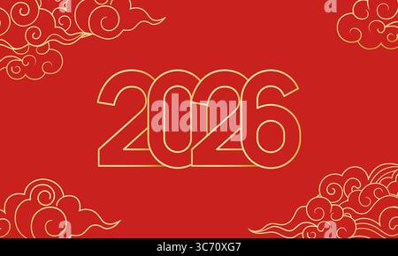 Rotes Cover für das chinesische Jahr des Pferdes 2026 Stock Vektor
