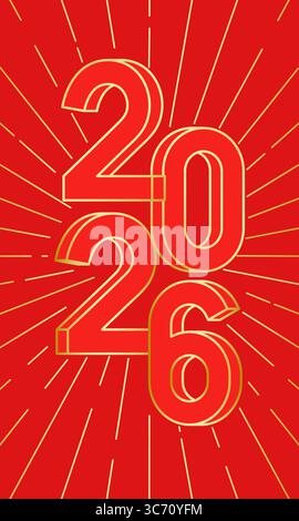 Rotes Cover für das chinesische Jahr des Pferdes 2026 Stock Vektor