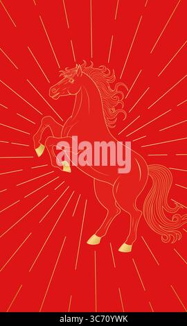 Cover Design für das Jahr des Pferdes 2026 Stock Vektor
