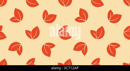 Rustikaler herbstlicher warmer, kuscheliger nahtloser Hintergrund. Muster mit herabfallenden Blättern. Herbstdruck für Textilien, Verpackungen, Design und Vektorgrafik Stock Vektor