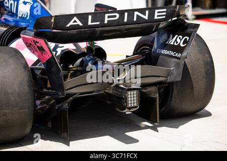 Mogyorod, Hongrie. August 2025. Heckdiffusor, Alpine F1 Team A525, mechanische Details beim Grand Prix von Lenovo Ungarn 2025, 14. Runde der FIA Formel-1-Weltmeisterschaft 2025 vom 1. Bis 3. August 2025 auf dem Hungaroring, in Mogyorod, Ungarn - Foto Julien Delfosse/DPPI Credit: DPPI Media/Alamy Live News Stockfoto