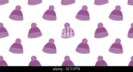 Nahtloses Muster für die Herbstbekleidung mit Hüten oder Kappen in flachem Stil. Herbstvektorillustration für kreatives Marketingmaterial Stock Vektor