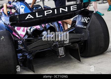 Heckdiffusor, Alpine F1 Team A525, mechanische Details beim Großen Preis von Lenovo Ungarn 2025, 14. Runde der FIA Formel-1-Weltmeisterschaft 2025 vom 1. Bis 3. August 2025 auf dem Hungaroring in Mogyorod, Ungarn Stockfoto