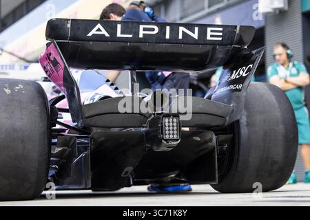 Heckdiffusor, Alpine F1 Team A525, mechanische Details beim Großen Preis von Lenovo Ungarn 2025, 14. Runde der FIA Formel-1-Weltmeisterschaft 2025 vom 1. Bis 3. August 2025 auf dem Hungaroring in Mogyorod, Ungarn Stockfoto