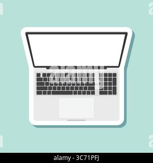 Realistisches Notebook-Symbol im flachen Stil. Computervektorillustration auf isoliertem Hintergrund. Business Concept für Arbeitsbereichsunterzeichnung. Stock Vektor