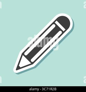 Bleistiftaufkleber im flachen Stil. Vektorillustration für Büromaterialien auf isoliertem Hintergrund. Geschäftskonzept für Schreibschilder. Stock Vektor