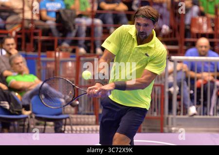 Mailand Italien 18.10.2014: Goran Ivanisevic, kroatischer Tennisspieler, während der Tennisveranstaltung „La grande Sfida“ im Forum Mediolanum. Stockfoto