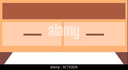 Moderner TV-Standfuß in schlichtem, flachem Stil für Wohnzimmer oder Büro. Stock Vektor