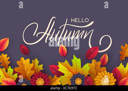 Eleganter Kalligraphie-Text Hallo Herbst Stock Vektor