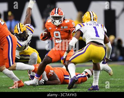 (DATEIFOTOS)..ehemaliger Clemson Tigers Running Back (9) Travis Etienne Jr. wird voraussichtlich in die 1. Runde des NFL Draft gehen, hier ist er am 13. Januar 2020 gegen die LSU Tigers abgebildet, der NFL Draft findet am 29. April 2021 in Cleveland, Ohio statt...(obligatorische Gutschrift: Jose / MarinMedia.org / Cal Sport Media) (absoluter vollständiger Fotograf und Credits erforderlich)(Bild: &Copy; Jose/CSM/Marinmedia.Org via CUMA Wire) Stockfoto