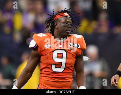 (DATEIFOTOS)..ehemaliger Clemson Tigers Running Back (9) Travis Etienne Jr. wird voraussichtlich in die 1. Runde des NFL Draft gehen, hier ist er am 13. Januar 2020 gegen die LSU Tigers abgebildet, der NFL Draft findet am 29. April 2021 in Cleveland, Ohio statt...(obligatorische Gutschrift: Jose / MarinMedia.org / Cal Sport Media) (absoluter vollständiger Fotograf und Credits erforderlich)(Bild: &Copy; Jose/CSM/Marinmedia.Org via CUMA Wire) Stockfoto