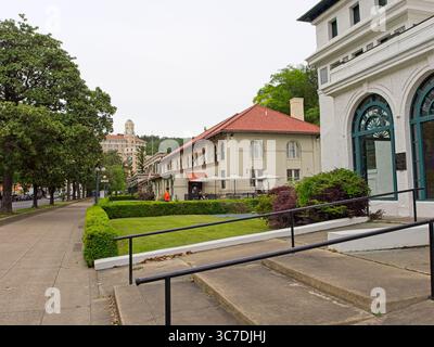 Bathhouse Row in Hot Springs Arkansas – Mai 2025 Stockfoto