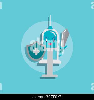 Niedliche Kampfposition mit Spritzen. Vektor Stock Vektor