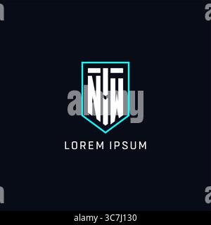 Geometrischer Stil mit Monogramm-NW-Logo und einfacher, kreativer Vektorgrafik im ersten Logo Stock Vektor