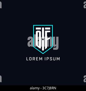 Monogramm DER Logo-Schildform geometrischer Stil mit einfacher kreativer Vektorgrafik im ersten Logo-Design Stock Vektor