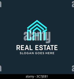 Initial Letter CT Dach Logo Immobilien mit kreativen und modernen Logo Stil Vektor Grafik Vektor Grafik Stock Vektor