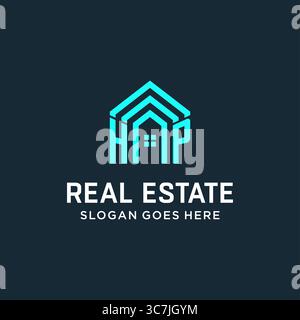 Initial Letter HP Dachlogo Immobilien mit kreativem und modernem Logo Stil Vektor Grafik Vektor Grafik Stock Vektor