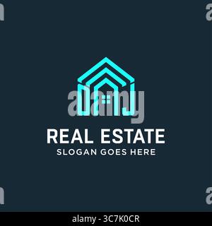 Initial Letter OJ Dach Logo Immobilien mit kreativen und modernen Logo Stil Vektor Grafik Vektor Grafik Stock Vektor