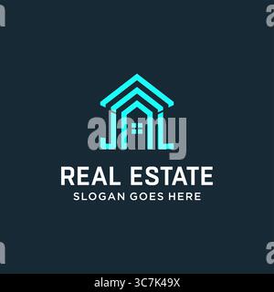 Initial Letter JL Dach Logo Immobilien mit kreativen und modernen Logo Stil Vektor Grafik Vektor Grafik Stock Vektor