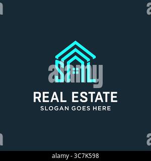 Initial Letter SL Dachlogo Immobilien mit kreativem und modernem Logo Stil Vektor Grafik Vektor Grafik Stock Vektor