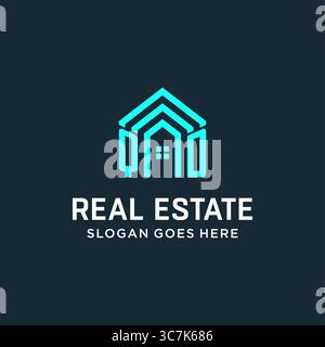 Initial Letter QD Dach Logo Immobilien mit kreativen und modernen Logo Stil Vektor Grafik Vektor Grafik Stock Vektor