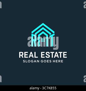 Initial Letter RT Dach Logo Immobilien mit kreativen und modernen Logo Stil Vektor Grafik Vektor Grafik Stock Vektor
