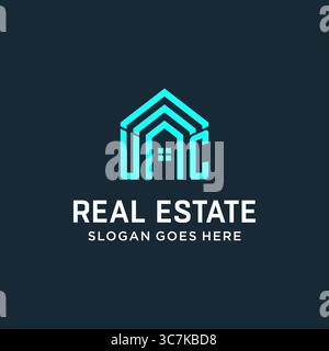 Initial Letter UC Dach Logo Immobilien mit kreativen und modernen Logo Stil Vektor Grafik Vektor Grafik Stock Vektor