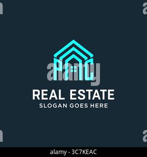 Initial Letter PC Dach Logo Immobilien mit kreativen und modernen Logo Stil Vektor Grafik Vektor Grafik Stock Vektor