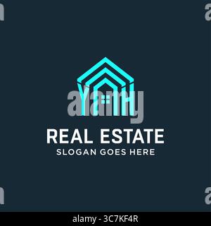 Initial Letter YH Dach Logo Immobilien mit kreativen und modernen Logo Stil Vektor Grafik Vektor Grafik Stock Vektor