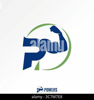 Logo Design Grafik Konzept kreative Premium Vektor Stock Bild Top verkaufen Initial P Sport Schriftart mit Hand Muskel Körper Ergänzung Monogramm Power Fitness Stock Vektor