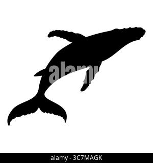Wal-Silhouette Schwimmen mit erhöhter Flipper Stock Vektor