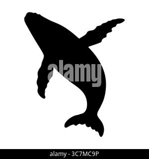 Wal-Silhouette mit weit ausgezogenen Flossen Stock Vektor