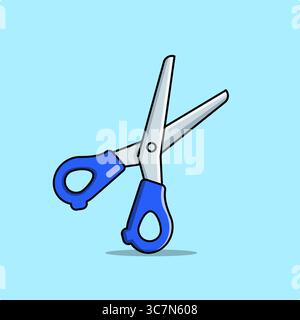 Blaue Schere Vektor-Illustration Flaches Design Stock Vektor