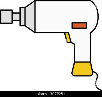 Einfache und niedliche Linie Symbol des Schlagschraubers für Autowartung und mechanische Werkzeug Illustration, Vektor Illustration Stock Vektor