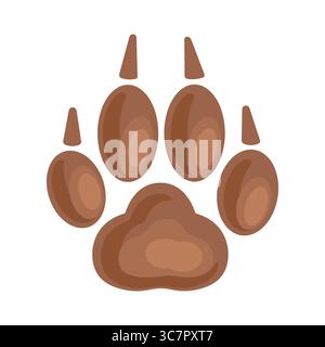 Pfotenabdruck eines Hundes, eines wilden Tieres. Flache Abbildung isoliert auf weißem Hintergrund Stock Vektor
