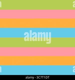 Nahtloses Muster mit Aquarellstreifen in Blau, Pink, Grün und Orange. Helles und verspieltes Design, ideal für Textilien, Schreibwaren und für Kinder Stockfoto