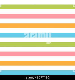 Nahtloses Muster mit Aquarellstreifen in Blau, Pink, Grün und Orange. Helles und verspieltes Design, ideal für Textilien, Schreibwaren und für Kinder Stockfoto