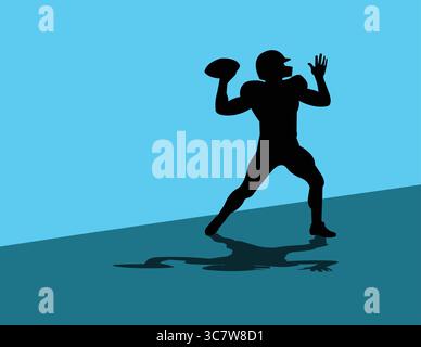 American Football Quarterback wirft Ball Silhouette Stock Vektor