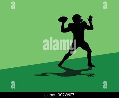American Football Quarterback wirft Ball Silhouette Stock Vektor