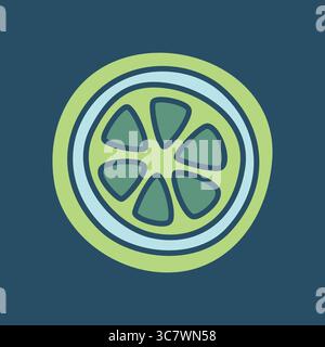 Zitrusorange oder Zitronen-Doodle-Symbol, handgezeichnet in minimalistischem Stil und farbig Stock Vektor