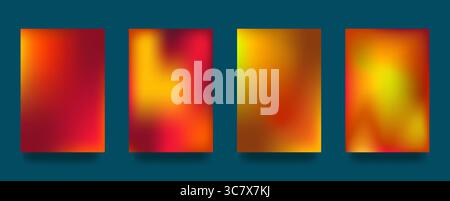 Set mit luxuriösen Hintergründen für Farbverläufe. Orange und Rot, Herbstmotiv. Abstrakter Vektorhintergrund. Für Hintergründe, Designs, Poster, Vorlagen und Modelle. Stock Vektor