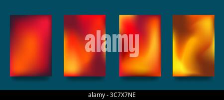 Set mit luxuriösen Hintergründen für Farbverläufe. Orange und Rot, Herbstmotiv. Abstrakter Vektorhintergrund. Für Hintergründe, Designs, Poster, Vorlagen und Modelle Stock Vektor