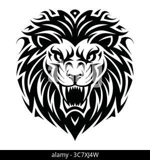 Tribal Lion Head Tattoo Design Stock Vektor