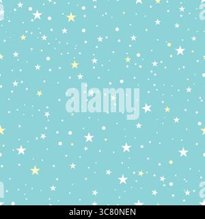 Nahtlose weiße gelbe Sterne mit hellblauem Hintergrund Stock Vektor
