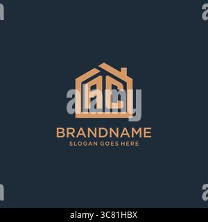 Initial Letter AC-Logo mit einfacher minimalistischer Vektorgrafik im Home Shape-Design Stock Vektor