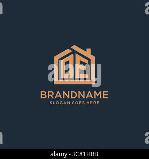 Initial Letter DE Logo mit einfacher minimalistischer Vektorgrafik im Home Shape Design Stock Vektor