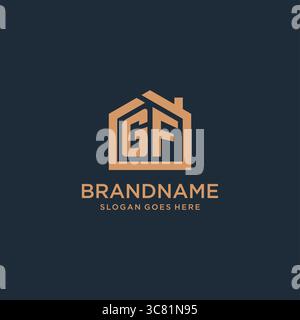 Anfangsbuchstabe GF-Logo mit einfacher minimalistischer Vektorgrafik im Home-Shape-Design Stock Vektor