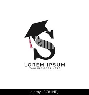 Buchstabe S mit Graduierung und Logo. Alphabet S Education hat-Symbol Stock Vektor