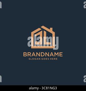 Initial Letter JL-Logo mit einfacher minimalistischer Vektorgrafik im Home Shape-Design Stock Vektor