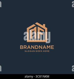 Anfangsbuchstabe MF-Logo mit schlichter, minimalistischer Vektorgrafik im Home-Shape-Design Stock Vektor